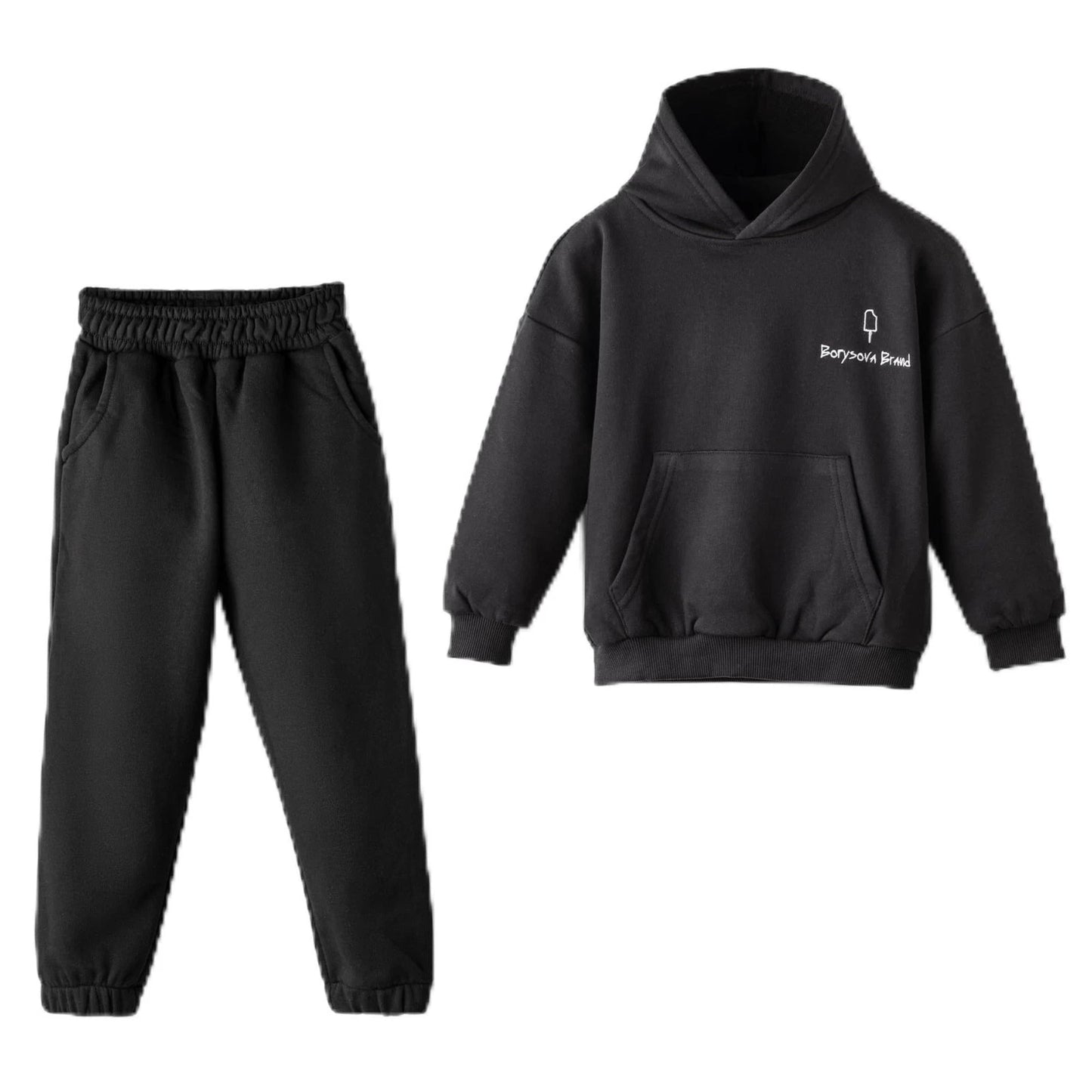 Kinder Jogginganzug 100% Baumwolle Oversize Mädchen – Kapuzenpullover & Hose
