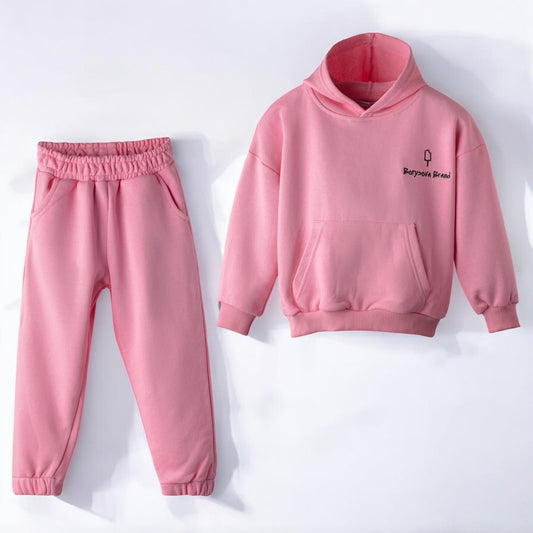 Kinder Jogginganzug 100% Baumwolle Oversize Mädchen – Kapuzenpullover & Hose